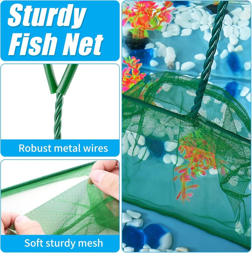 AQUANEAT 8 Inch Aquarium Fish Net, Wastes Skimming Cleaning Tool with Firm  Handle for Fish Tanks Small Ponds - Nadia Rover